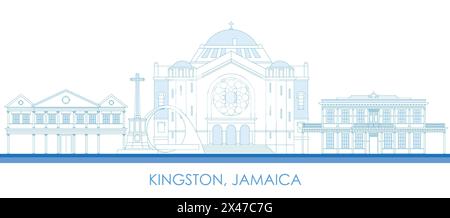 Aperçu panorama Skyline de la ville de Kingston, Jamaïque - illustration vectorielle Illustration de Vecteur