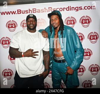 LONDRES, ANGLETERRE - AVRIL 30 : Adebayo Akinfenwa, MC Bushkins assiste à la soirée d'ouverture de 'The Story So Far' au Genesis Cinema | Mile End, Londres, Royaume-Uni. Crédit : Voir Li/Picture Capital/Alamy Live News Banque D'Images