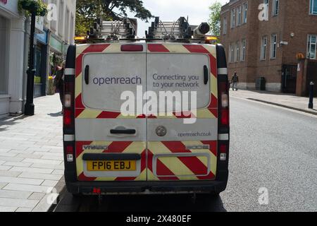 Maidenhead, Royaume-Uni. 26 avril 2024. Un van Openreach à Maidenhead, Berkshire. Crédit : Maureen McLean/Alamy Banque D'Images