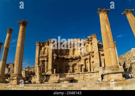 Jordan, Amman. Ruines romaines avec temple, forum et amphithéâtre. Banque D'Images