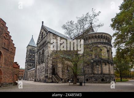 LUND, SUÈDE - 31 OCTOBRE 2014 : Cathédrale de Lund (Lunds domkyrka), église médiévale en Suède Banque D'Images