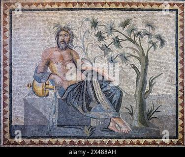 Mosaïque des dieux de l'Euphrate, Musée de la mosaïque de Zeugma, Gaziantep, Turquie Banque D'Images