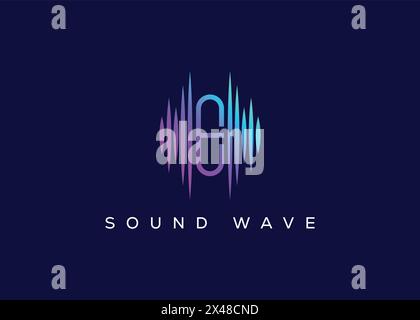 Lettre minimaliste E logo vectoriel Sound Wave. Logo Modern Sound Wave. E logo musique Illustration de Vecteur