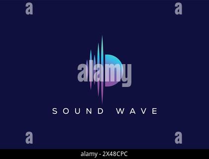 Logo vectoriel lettre d Sound Wave minimaliste. Logo Modern Sound Wave. D logo de musique Illustration de Vecteur