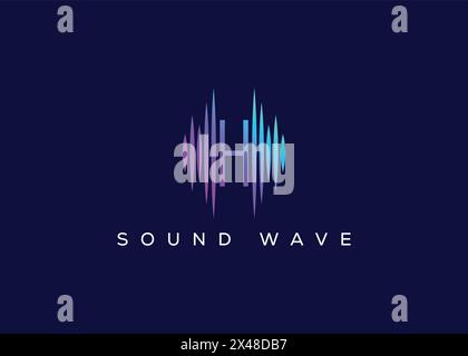 Lettre minimaliste H Sound Wave logo vectoriel. Logo Modern Sound Wave. Logo H musique Illustration de Vecteur