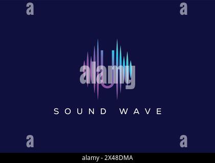 Lettre minimaliste U Sound Wave logo vectoriel. Logo Modern Sound Wave. Logo U Music Illustration de Vecteur