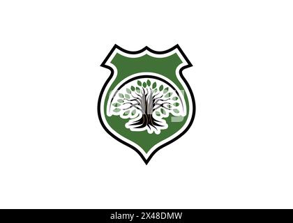 Logo vectoriel minimaliste Oak Tree. Logo Modern Green Oak Tree logo vecteur logo. Logo Tree of Life Illustration de Vecteur