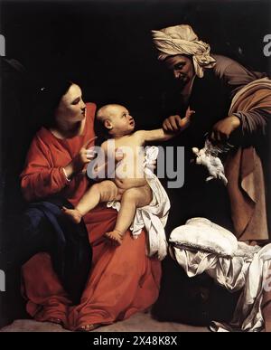 SARACENI, Carlo (né en 1579, Venezia, décédé en 1620, Venezia) Vierge et enfant avec Sainte Anne 1610 huile sur toile, 180 x 155 cm Galleria Nazionale d'Arte Antica, Rome Saraceni a exécuté ce retable pour le premier autel à droite dans l'église de San Simeone Profeta, qui a été reconstruit et décoré par le cardinal Lancellotti en 1610. La toile est arrivée au musée en 1929, à la suite de la suppression de l'église. Les chercheurs sont d'accord pour l'attribuer à Saraceni, et comme la commission est solidement datable, elle constitue (avec le repos de Frascati sur le vol en Egypte, solidement daté de 16 Banque D'Images