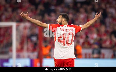 Munich, Allemagne. 30 avril 2024. Noussair Mazraoui (Muenchen) FC Bayern Munich - Real Madrid FC Bayern München - Real Madrid 30.04.2024 Copyright ( Banque D'Images