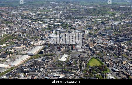 Vue aérienne (du nord au sud) de Bradford, West Yorshire, Royaume-Uni Banque D'Images