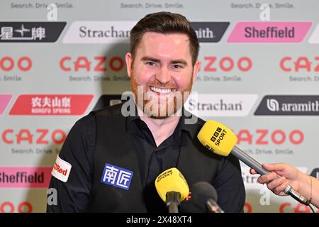 Sheffield, Royaume-Uni. 01 mai 2024. Jak Jones intervient lors de sa conférence de presse post-match, lors des Championnats du monde Cazoo 2024 au Crucible Theatre, Sheffield, Royaume-Uni, le 1er mai 2024 (photo de Cody Froggatt/News images) à Sheffield, Royaume-Uni, le 5/1/2024. (Photo de Cody Froggatt/News images/Sipa USA) crédit : Sipa USA/Alamy Live News Banque D'Images