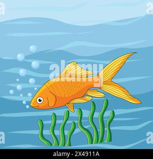 Mignon poisson nageant dans l'eau Illustration de Vecteur
