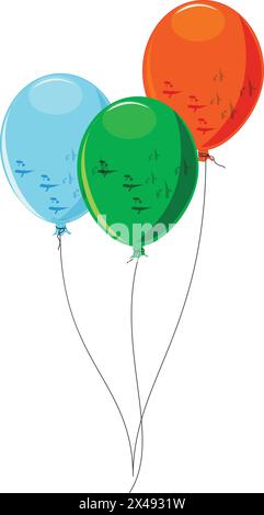 Trois ballons colorés Illustration de Vecteur