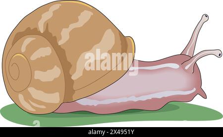 Mignon escargot assis silencieusement Illustration de Vecteur