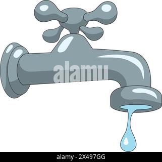Gouttelettes d'eau sortant d'un robinet Illustration de Vecteur