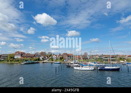 Lieu de débarquement du ferry, port de plaisance, Arnis, la plus petite ville d'Allemagne, Schlei, Schleswig-Holstein, Allemagne Banque D'Images