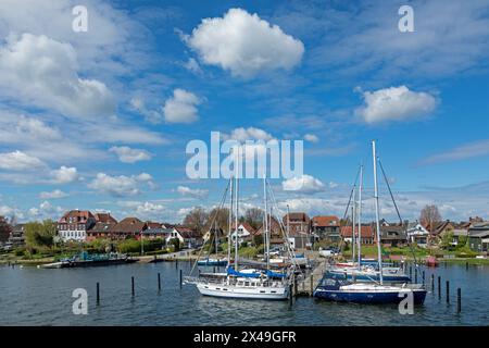 Lieu de débarquement du ferry, port de plaisance, Arnis, la plus petite ville d'Allemagne, Schlei, Schleswig-Holstein, Allemagne Banque D'Images