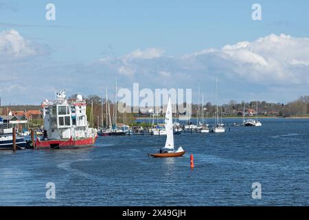 Bateaux, voilier, marina, port, Arnis, la plus petite ville d'Allemagne, Schlei, Schleswig-Holstein, Allemagne Banque D'Images
