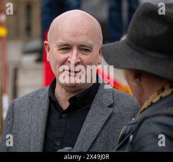 Londres, Royaume-Uni. 1er mai 2024. mars et rassemblement Trafalgar Square Londres Royaume-Uni Mick Lynch, Secrétaire général, RMT, crédit : Ian Davidson/Alamy Live News Banque D'Images