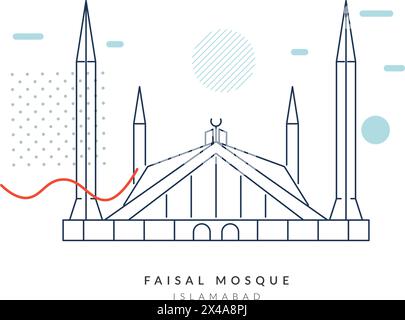 Monument historique - Mosquée Faisal Islamabad - Pakistan - illustration au format EPS 10 Illustration de Vecteur