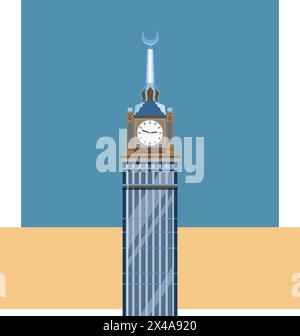 Les tours de l'horloge formellement Abraj Al Bait - la Mecque Arabie Saoudite - illustration stock en tant que fichier EPS 10 Illustration de Vecteur