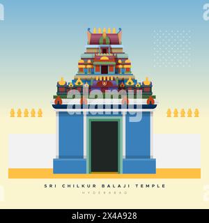 Sri Chilkur Balaji Temple - Chilkur Village, Telangana - Stock illustration en tant que fichier EPS 10 Illustration de Vecteur