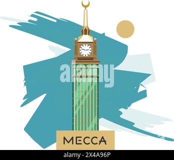 Les tours de l'horloge formellement Abraj Al Bait - la Mecque Arabie Saoudite - illustration stock en tant que fichier EPS 10 Illustration de Vecteur