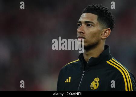 Munich, Allemagne. 30 avril 2024. Jude Bellingham du Real Madrid lors du match de l'UEFA Champions League, demi-finale, première manche, entre le FC Bayern Munchen et le Real Madrid a joué au stade Allianz le 30 avril 2024 à Munich, en Allemagne. (Photo de Bagu Blanco/PRESSINPHOTO) crédit : AGENCE SPORTIVE PRESSINPHOTO/Alamy Live News Banque D'Images