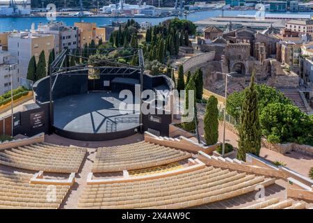 Vue aérienne de l'Auditorium Paco Martín dans la ville de Carthagène, région de Murcie, Espagne, Europe Banque D'Images