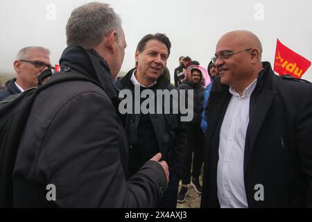 Piana degli Albanesi, Italie. 1er mai 2024. Giuseppe Conte, président de M5S, à Portella della Ginestra le 1er mai. (Crédit image : © Antonio Melita/Pacific Press via ZUMA Press Wire) USAGE ÉDITORIAL SEULEMENT! Non destiné à UN USAGE commercial ! Banque D'Images