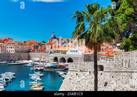 Dubrovnik une ville dans le sud de la Croatie face à la mer Adriatique, en Europe. Vieux centre-ville de la célèbre ville Dubrovnik, Croatie. Vue pittoresque sur Dubrovn Banque D'Images