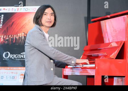 Tokyo, Japon. 2 mai 2024. La personnalité de la télévision japonaise Ryo Fukawa joue les 'deux Arabesques' de Claude Debussy au piano pour l'événement d'ouverture du festival de musique classique 'la folle Journee Tokyo 20242 le jeudi 2 mai 2024. Fukawa est l'ambassadeur du festival et le festival de musique annuel aura lieu du 3 au 5 avril. (Photo de Yoshio Tsunoda/AFLO) Banque D'Images