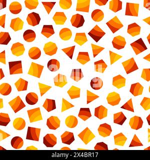 Motif géométrique sans couture avec carrés orange, triangles, cercles, pentagones, hexagones et heptagones pour tissus et cartes postales. Elème géométrique tendance Illustration de Vecteur