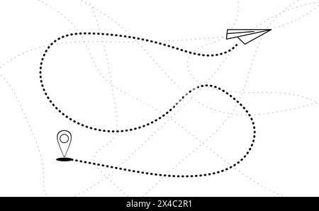 ICÔNES AVIONS EN PAPIER VOLANT DANS DIVERSES DIRECTIONS TRAFIC AÉRIEN Illustration de Vecteur