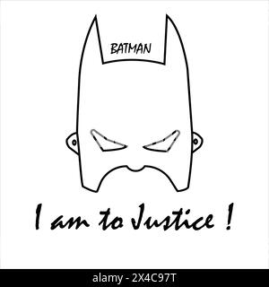 Batman Art Vector Illsutration image, icône de logo de tête de Batman, conception d'autocollant de t-shirt, dessin animé célèbre, super héros Illustration de Vecteur
