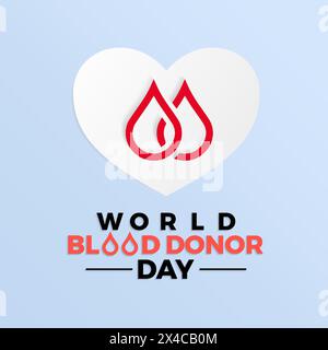 Illustration vectorielle de sensibilisation à la santé de la Journée mondiale du donneur de sang. Modèle de vecteur de prévention de maladie pour bannière, carte, fond. Illustration de Vecteur