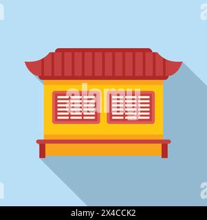 Vecteur plat d'icône de maison de méditation asiatique. Architecture traditionnelle. Bâtiment zen Illustration de Vecteur