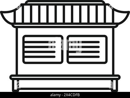 Vecteur de contour d'icône de maison de méditation asiatique. Architecture traditionnelle. Bâtiment zen Illustration de Vecteur