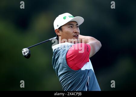 Photo datée du 20-08-2020 du Chinois Li Haotong, qui a enchanté la foule locale avec une ouverture 64 alors qu'il soumissionne pour remporter un deuxième titre Volvo China Open à Shenzhen. Date d'émission : jeudi 2 mai 2024. Banque D'Images