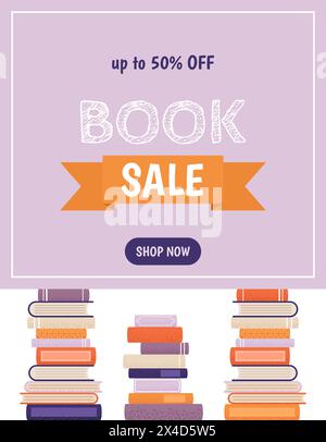 Bannière de vente verticale pour librairie, salon du livre ou festival. Illustration de Vecteur