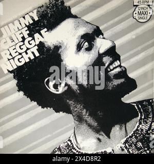 45 RPM- 12 POUCES maxi SINGLE JIMMY CLIFF REGGAE NIGHT - couverture de disque vinyle vintage Banque D'Images