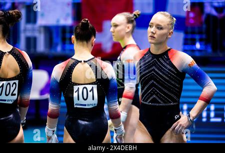 RIMINI - Lieke Wevers en action lors des qualifications aux Championnats d'Europe de gymnastique. ANP IRIS VAN DEN BROEK Banque D'Images