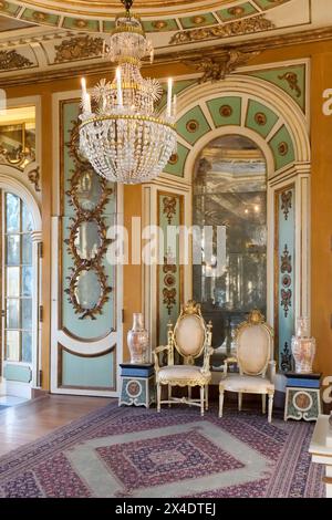 Lisbonne, Portugal. Palais royal. Salle utilisée pour le divertissement de la famille royale. Banque D'Images