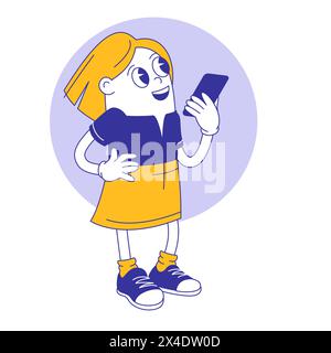 personnage de chat de femme comique groovy des années 70. Illustration de Vecteur