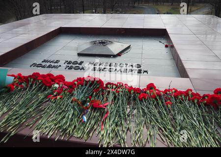 La flamme éternelle est un feu qui brûle constamment, le souvenir solennel du peuple sur les héros tombés, les combattants de la liberté. Inscription - votre nom est Banque D'Images