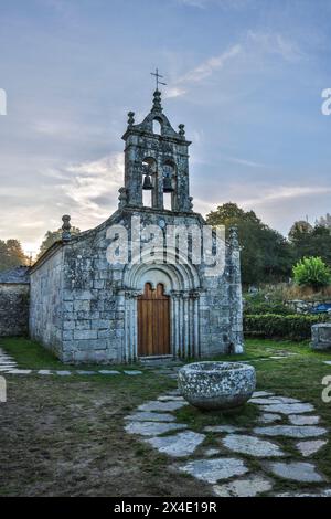 Espagne, Galice. Église de Marie de Ferreiros sur le Camino de Santiago Banque D'Images