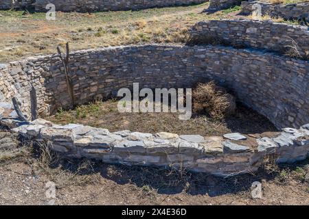 Kiva, ruines Gran Quivira, Monument national des missions Salinas Pueblo, Mountainair, Nouveau-Mexique. Banque D'Images