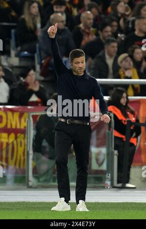 Roma, Italie. 02 mai 2024. L'entraîneur-chef de Leverkusen, Xabi Alonso, lors du match de première manche en demi-finale de l'UEFA Europa League entre L'AS Roma et le Bayer 04 Leverkusen au stade olympique de Rome, Italie, jeudi 2 mai 2024. (Alfredo Falcone/LaPresse) crédit : LaPresse/Alamy Live News Banque D'Images