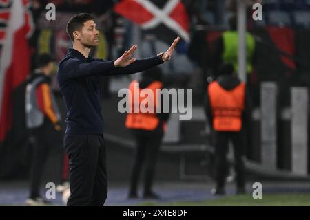 Rome, Italie. 02 mai 2024. Xabi Alonso de Bayer Leverkusen lors du match de demi-finale de l'UEFA Europa League First Leg, opposant A.S. Roma vs Bayer Leverkusen au stade Olympique le 2 mai 2024 à Rome, Italie. Crédit : Agence photo indépendante/Alamy Live News Banque D'Images