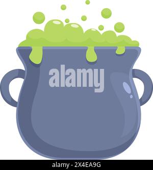 Vecteur de dessin animé d'icône de chaudron de potion verte. Assistant de potion de composition. Pot magique Illustration de Vecteur